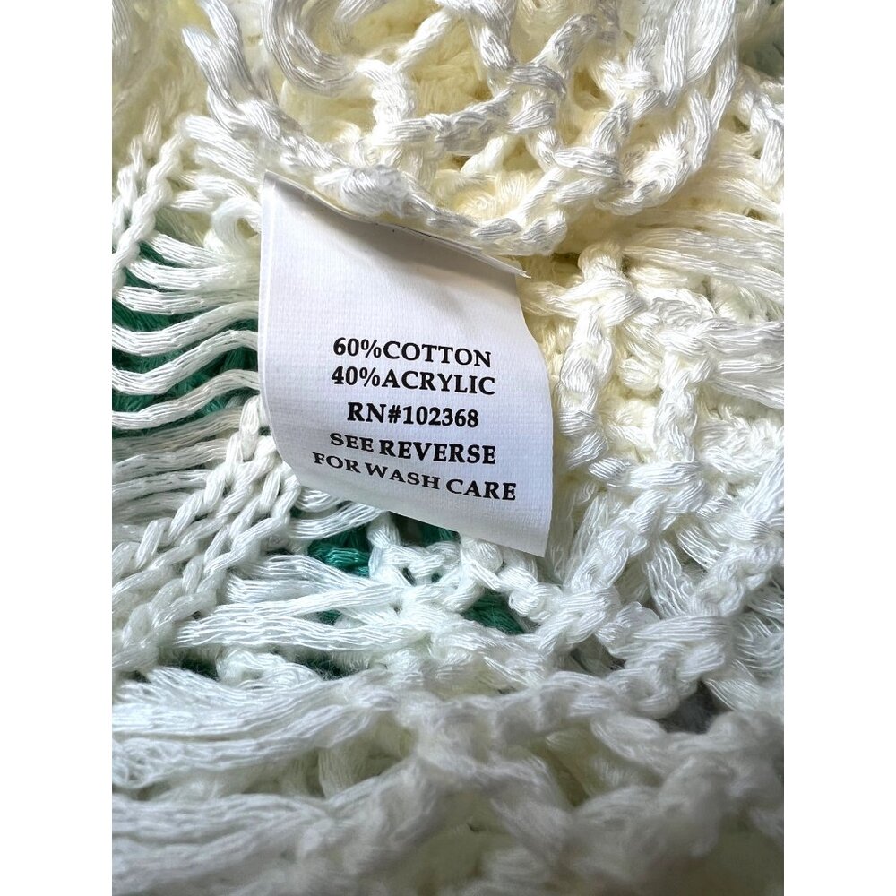 NWT Crochet Lace Top Small/ Medium Spiaggia Dolce White Green Cotton/Acrylic - Picture 4 of 5